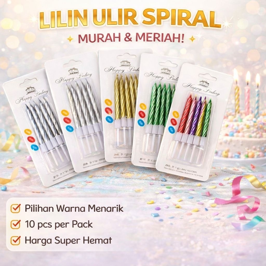LILIN ULIR SPIRAL Ulang Tahun Pernak Pernik Perlengkapan Pesta MURAH goodiebag ultah anak murah