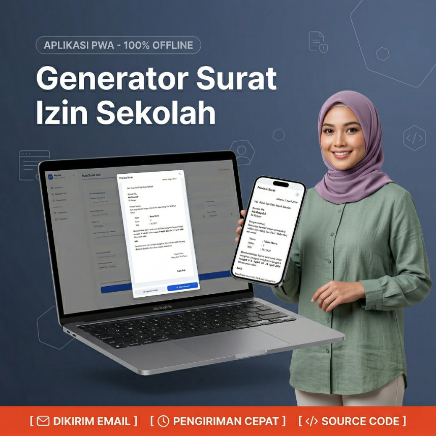 Source Code Web App Aplikasi Generator Surat Izin Sekolah PWA HTML