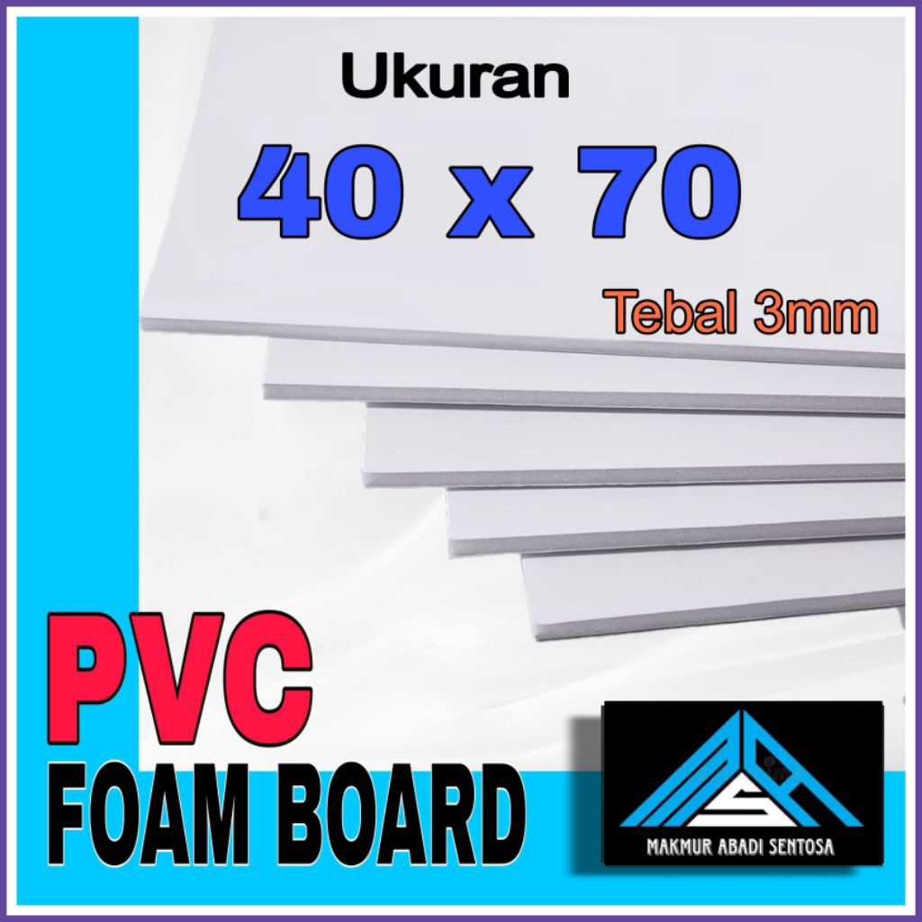 PVC FOAM BOARD / PVC BOARD Warna Putih - Ukuran 40 x70 Cm, Tebal 3mm