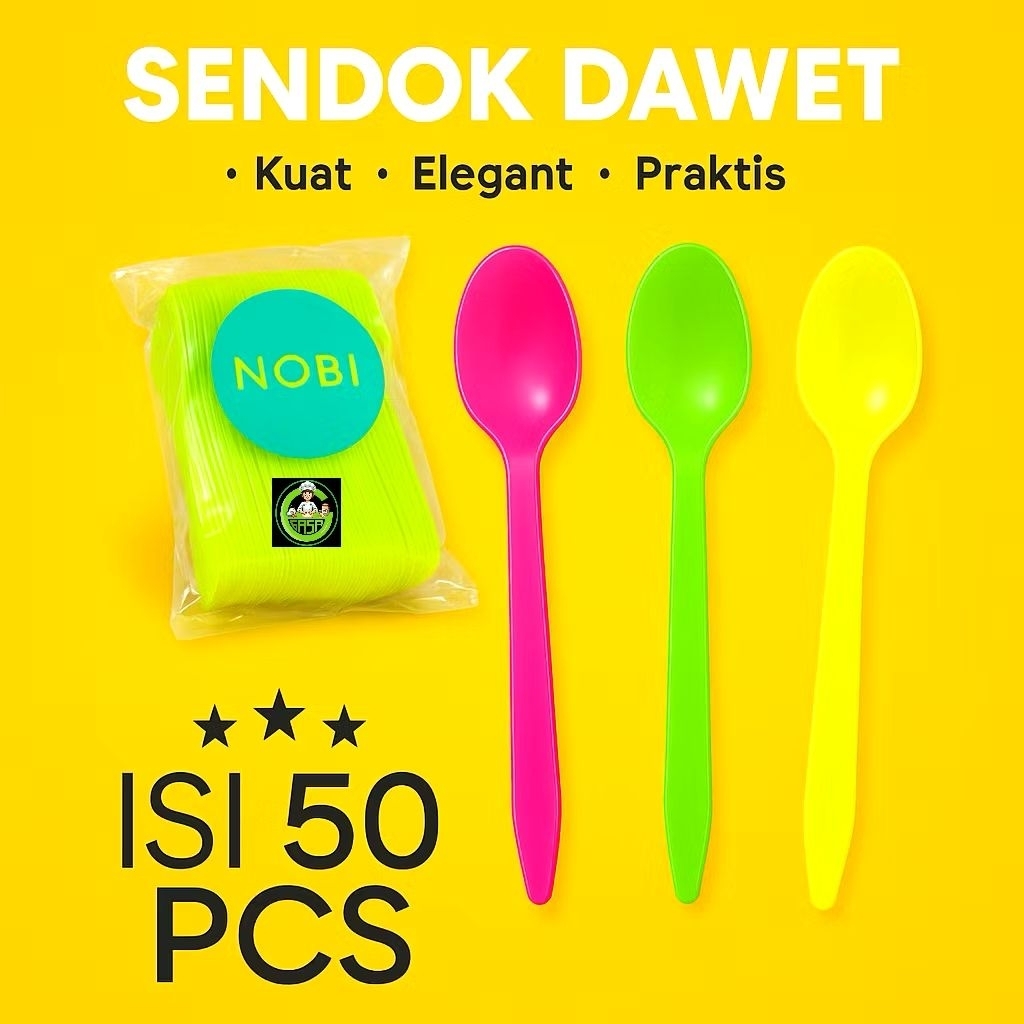 SENDOK PLASTIK DAWET - SP BULAT LUXOR PUTIH / SENDOK dawet WARNA STABILO MEREK NOBI -;BUAH - salad -