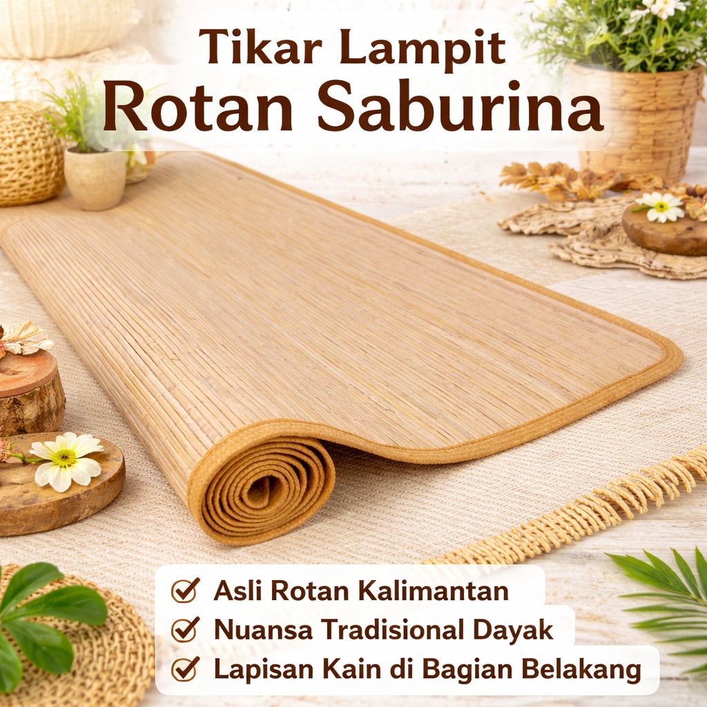 200 x 300 cm Lampit Rotan Tikar Kalimantan Saburina 2 x 3 Meter