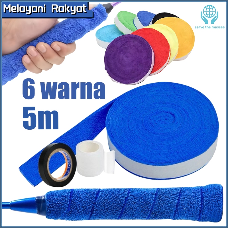 5m Grip Handuk Bulutangkis Badminton Grip Handuk Tenis / Tennis-Grip Joran Pancing Tebal Awet Roll