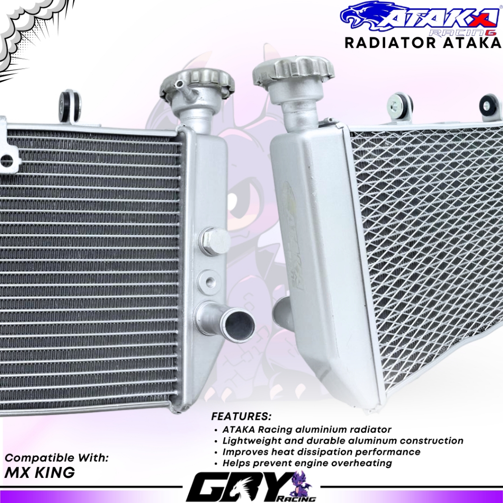 ATAKA Racing Aluminium Radiator Y15ZR 540mL – Radiator Almu MX King V1 V2 Original Ataka Malaysia