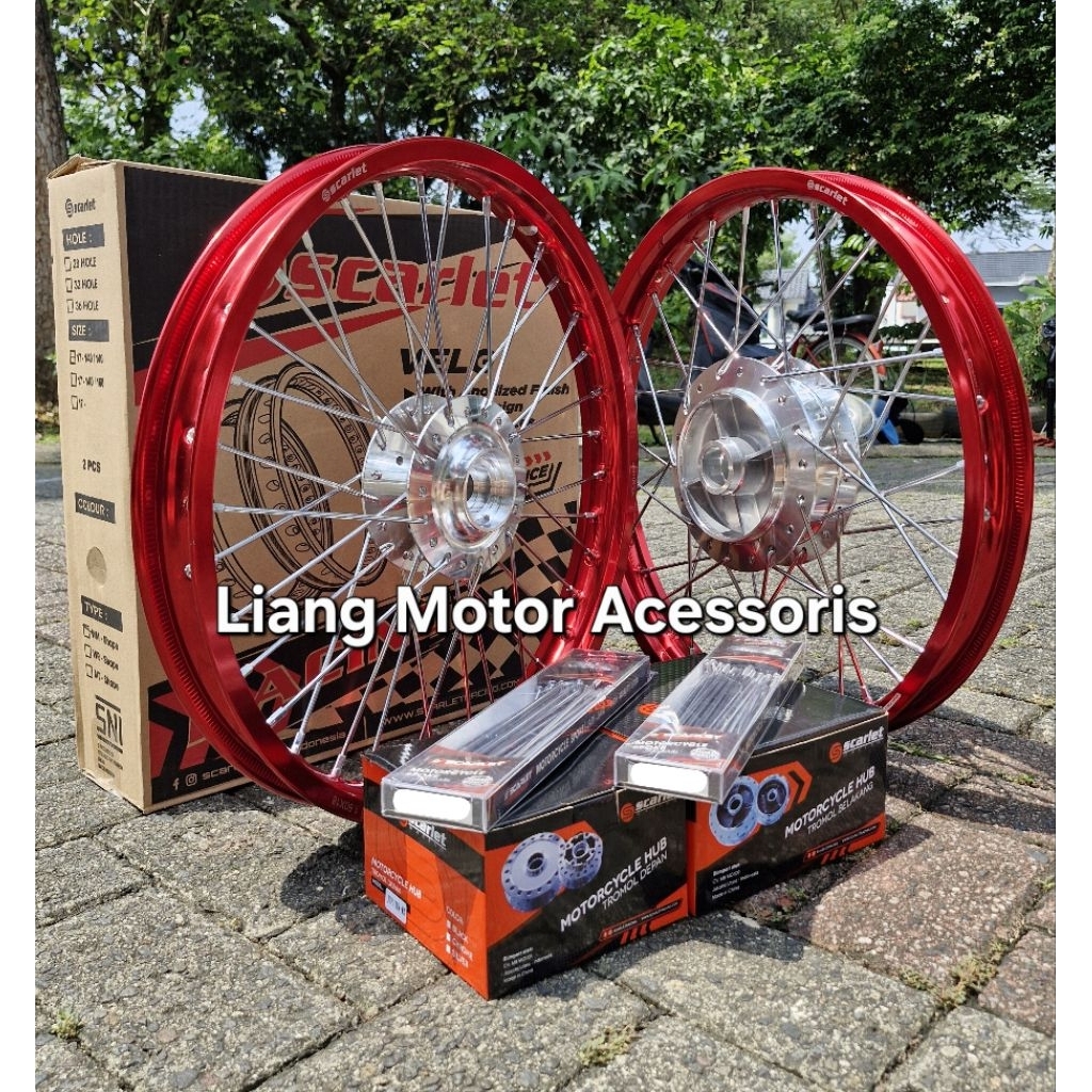(FULL SCARLET RACING MX SERIES) Sepaket Velg Tromol Set Jari2 - Yamaha RX-King / RXZ / RXS / RXK / R