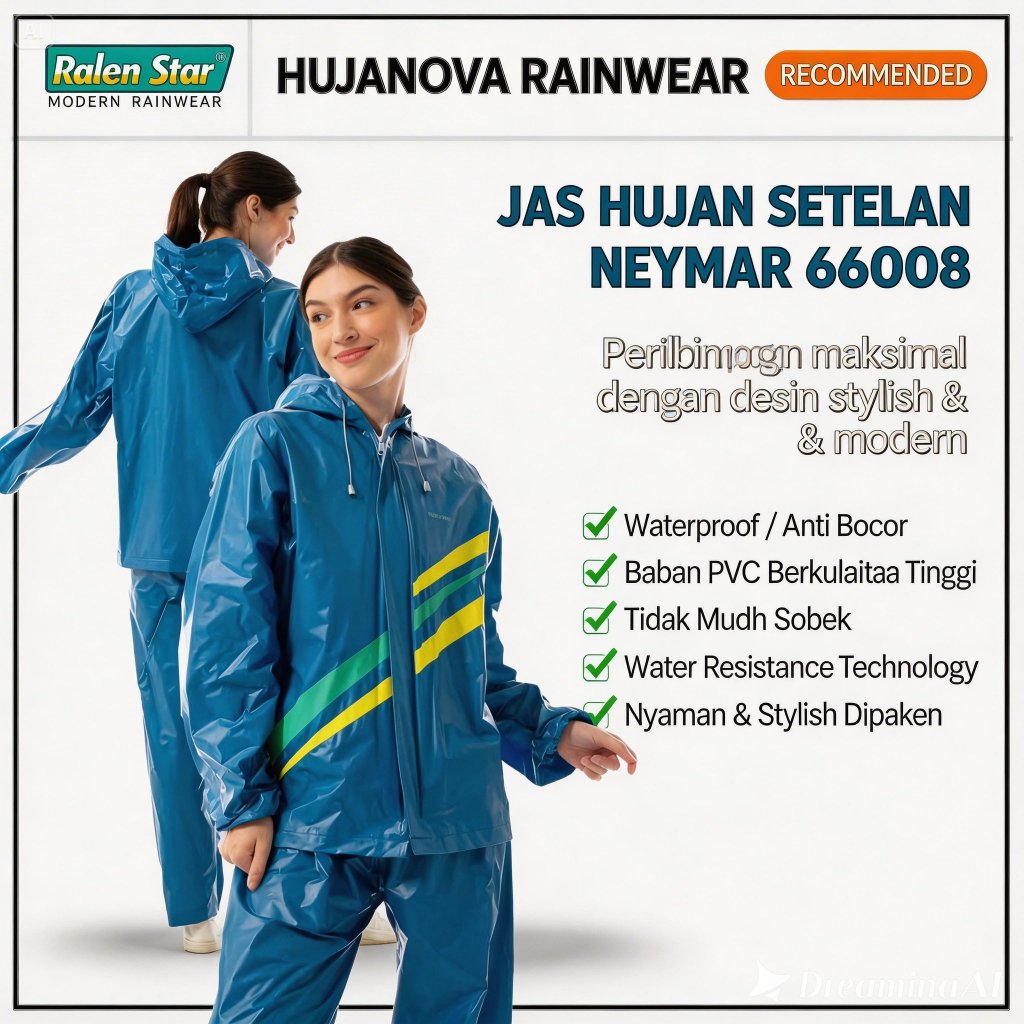 Ralen Star Jas Hujan Setelan Neymar 66008 - Tahan Air, Awet, dan Nyaman untuk Aktivitas Outdoor