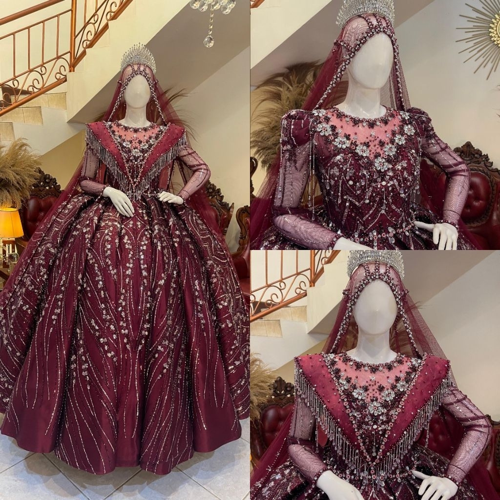 Gaun pengantin berbie premium | Gaun luxury premium full payet mewah | Gaun Pengantin putih