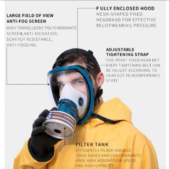 YIGU Masker Gas Full Face single Respirator / Masker Anti Gas Beracun
