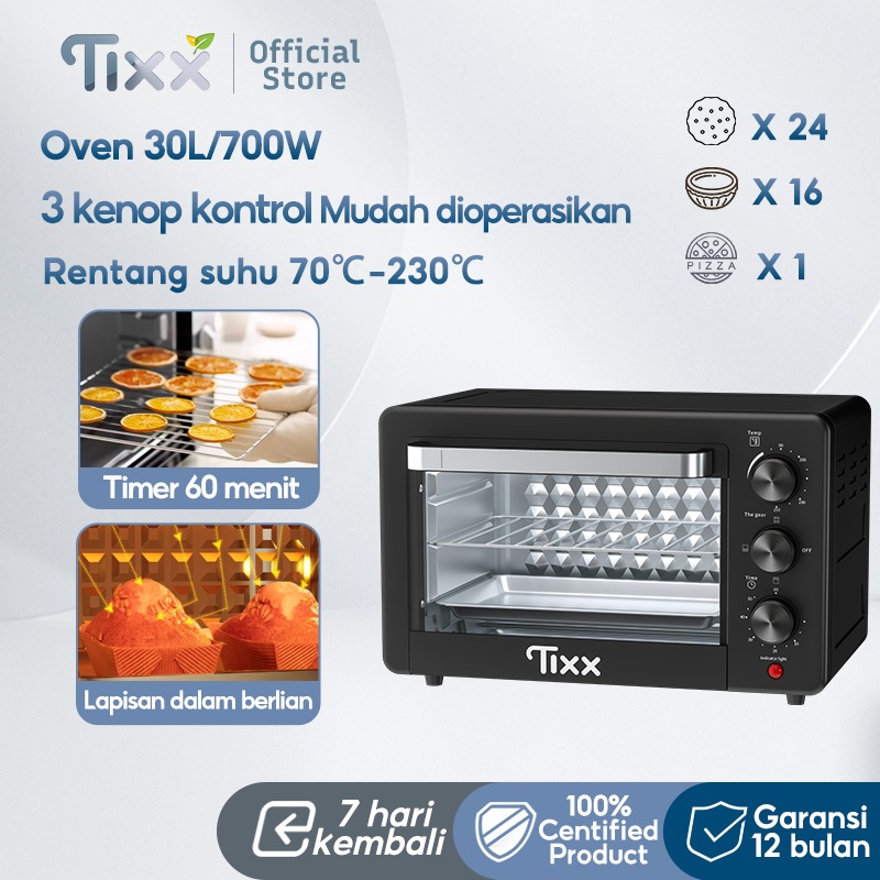 TIXX Oven Listrik Low Watt Jumbo Hemat Energi 30L 700W Electric Oven Kue Pagi Pembuat Roti Oven Mult