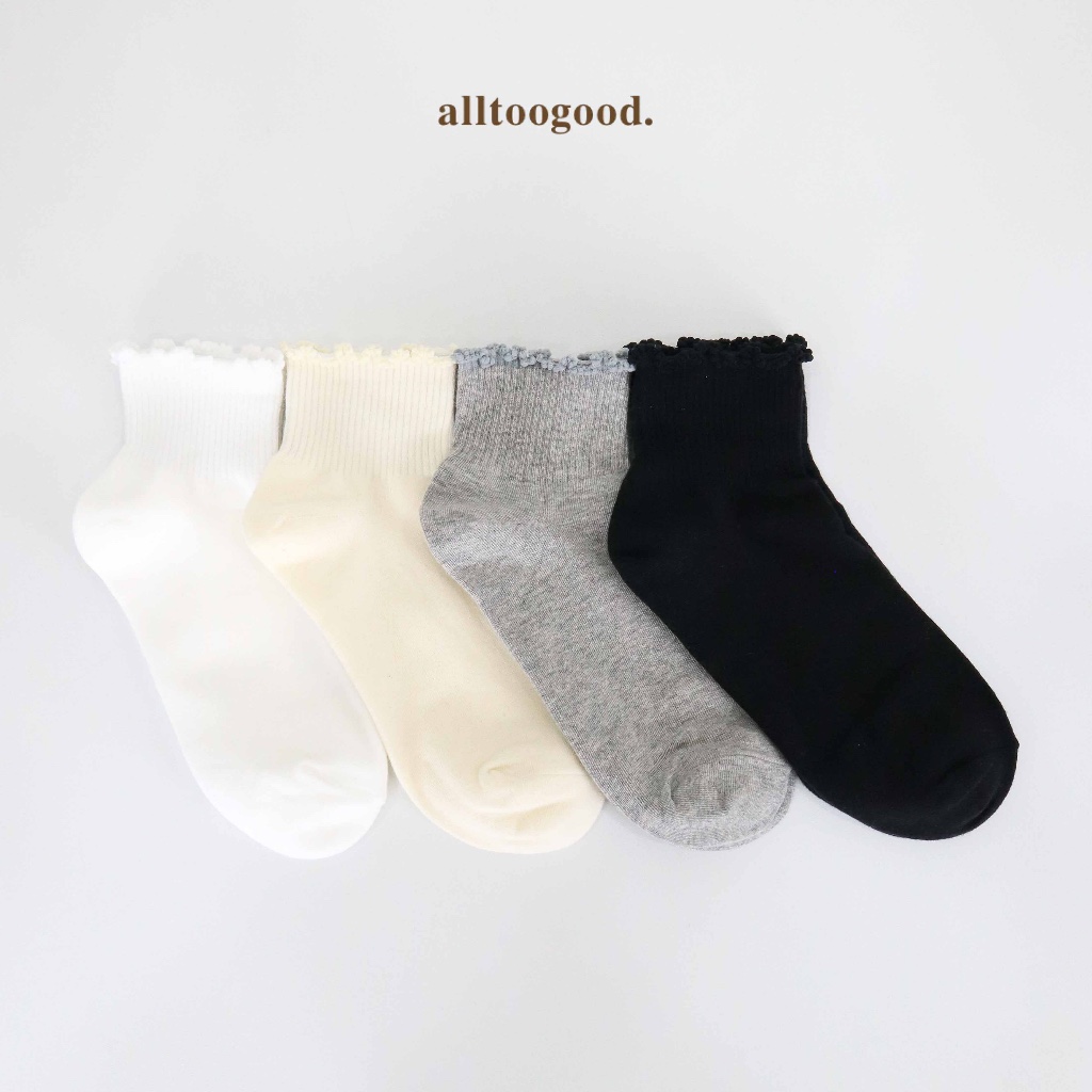 alltoogood KAOS KAKI KOREA PREMIUM  - RUFFLE BLOOM SOCK - Women & Men Korean Knit Sock - Kaos Kaki I