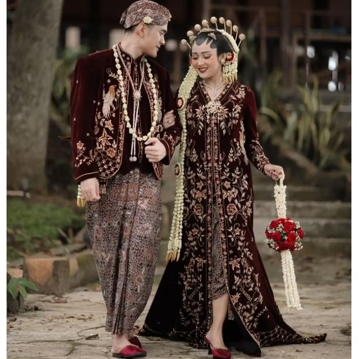 Kain Batik Blangkon Bendo Pengantin Jawa Sunda Among Tamu Among Rawuh Coklat