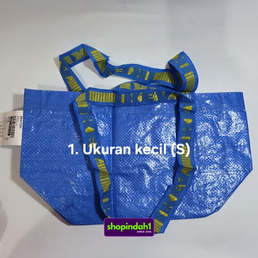 [Baca deskripsi] IKEA Frakta Brattby tas tote bag kantong belanja plastik biru kuat tahan lama tali 