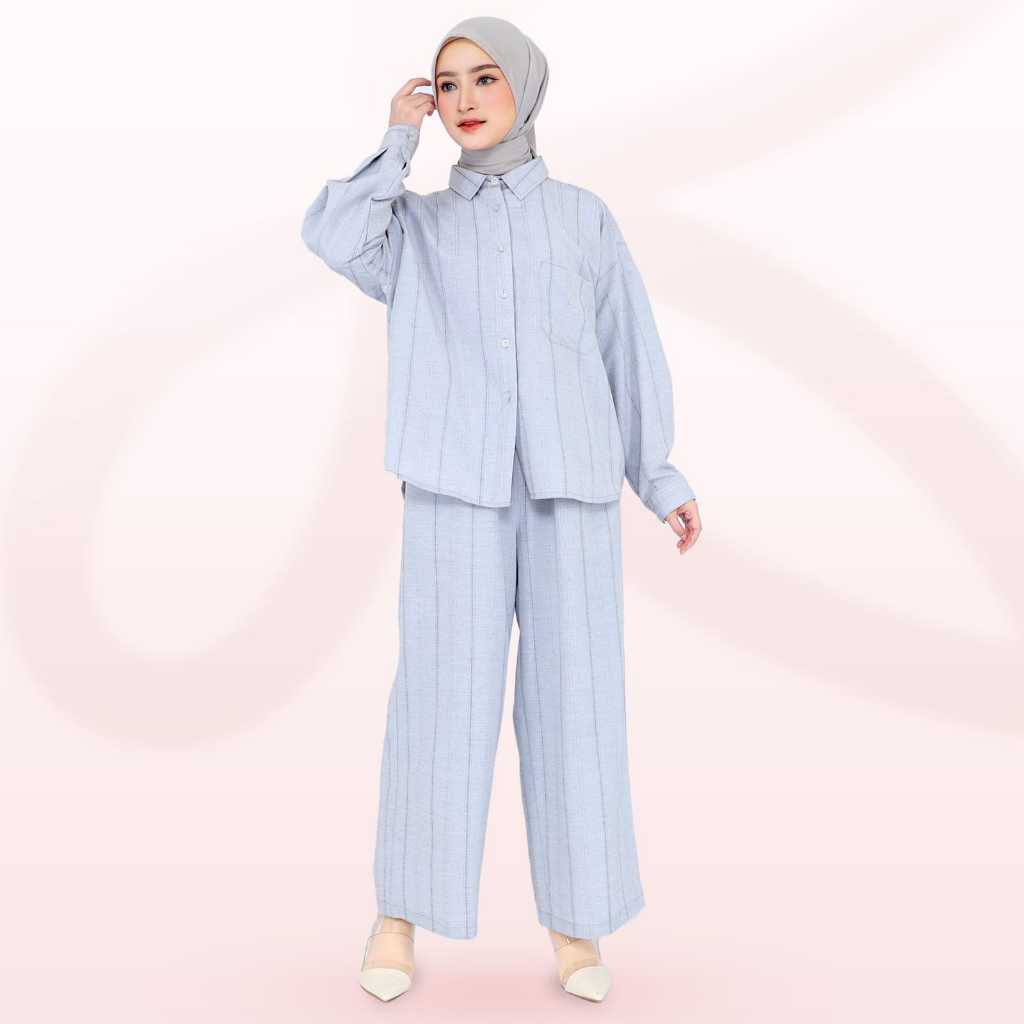 One Set Wanita Linen Rayon Yuju Hijab Friendly By Inikami