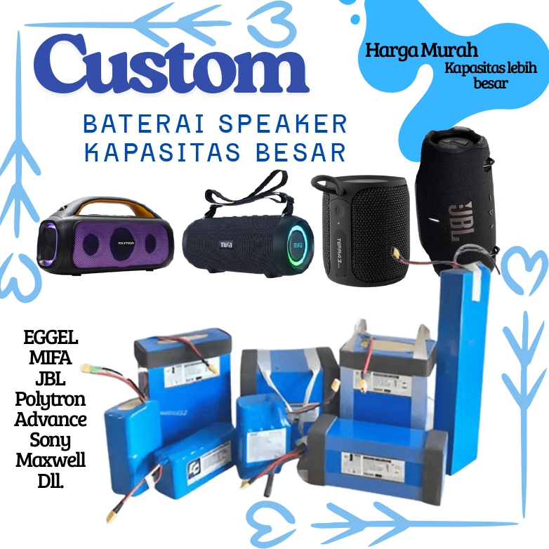 CUSTOM Baterai Speaker EGGEL MIFA JBL POLYTRON dll