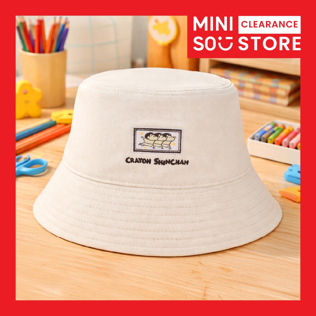 [CLEARANCE] Miniso x Crayon Shinchan Collection White Bucket Hat Topi Lucu Topi Anak Karakter Shinch