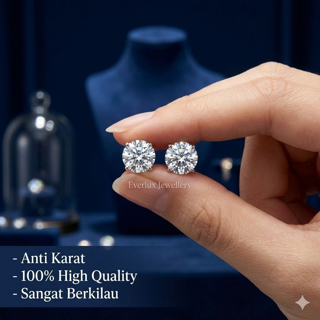 Everlux - Anting DELVANI Giwang Silver Diamond BEST SELLER Titanium Xuping Antikarat