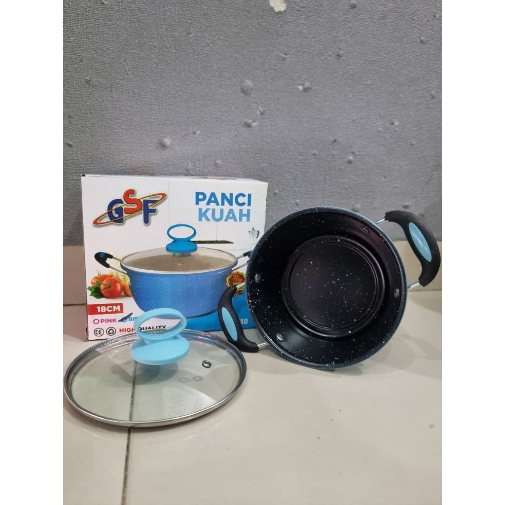 WARNA Panci kuah Enamel GSF Tutup Kaca Panci 18cm Susu
