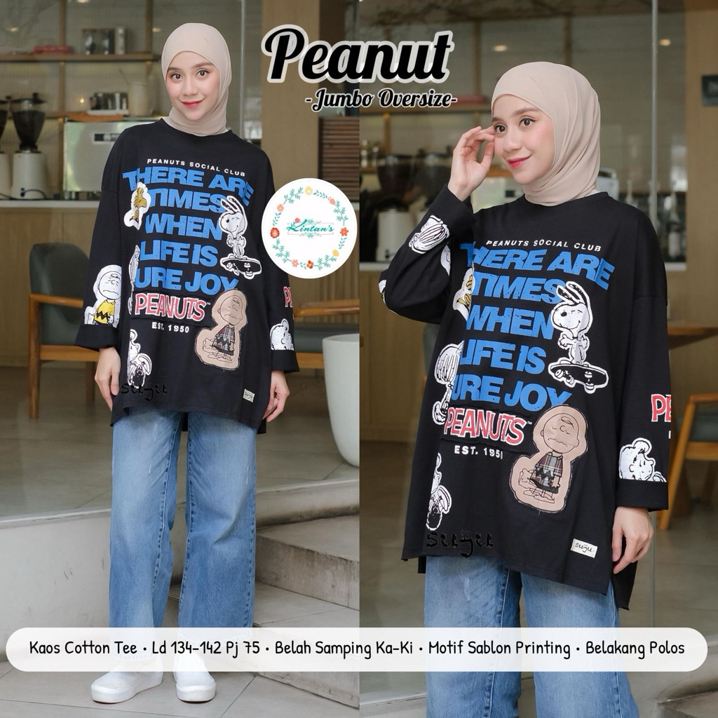 PEANUT jumbo oversize || kaos suju || kaos wanita