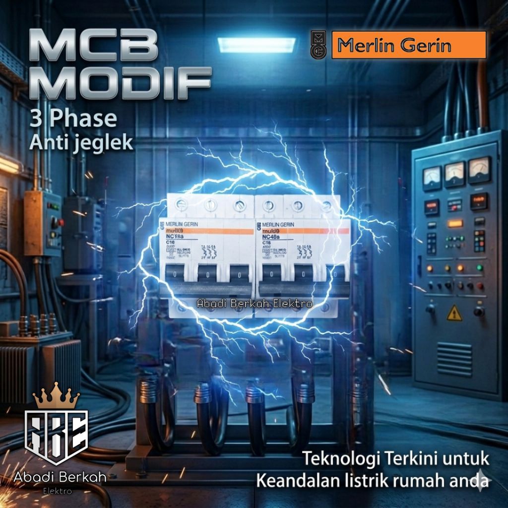 MCB modif Merlin gerin 3 Phase kepala hitam Anti jeglek