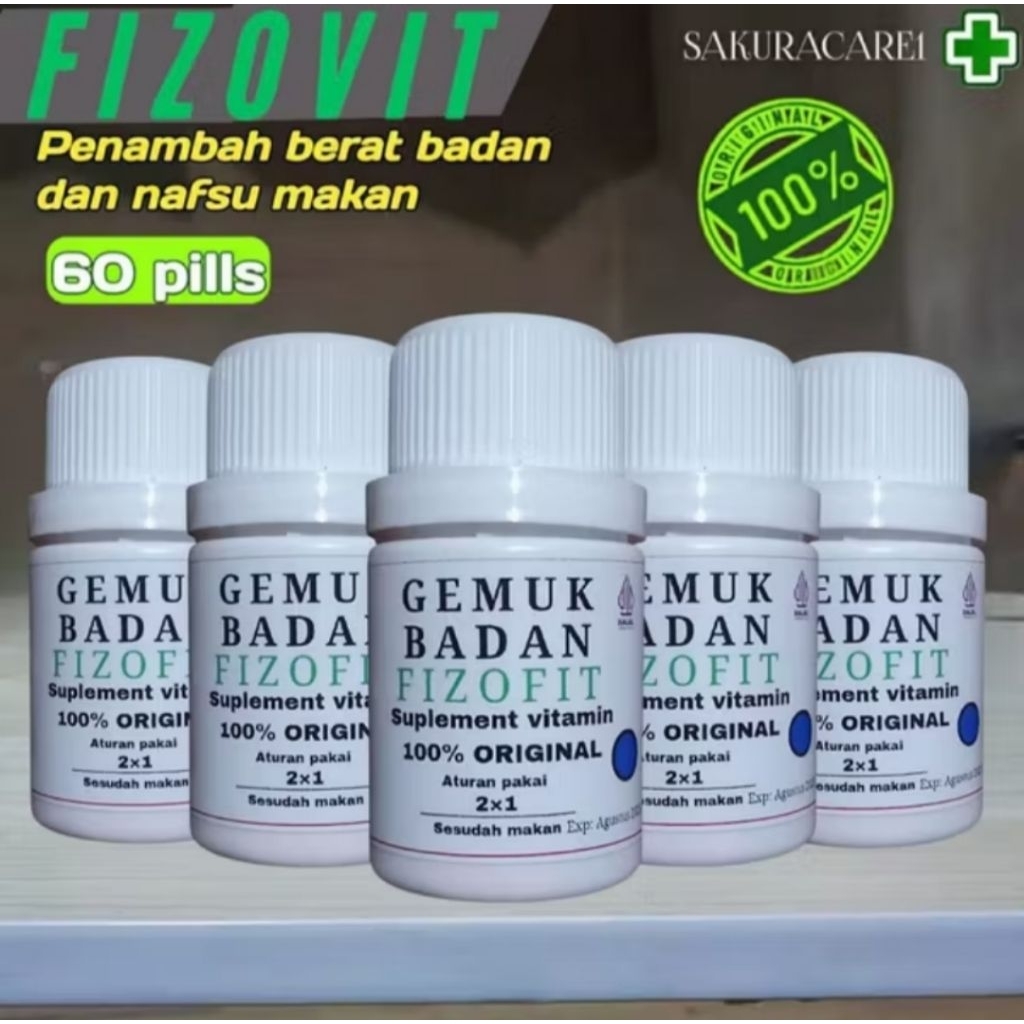 Obat gemuk fizofit viral original obat penggemuk badan permanen gemuk sehat merata isi 60 pi