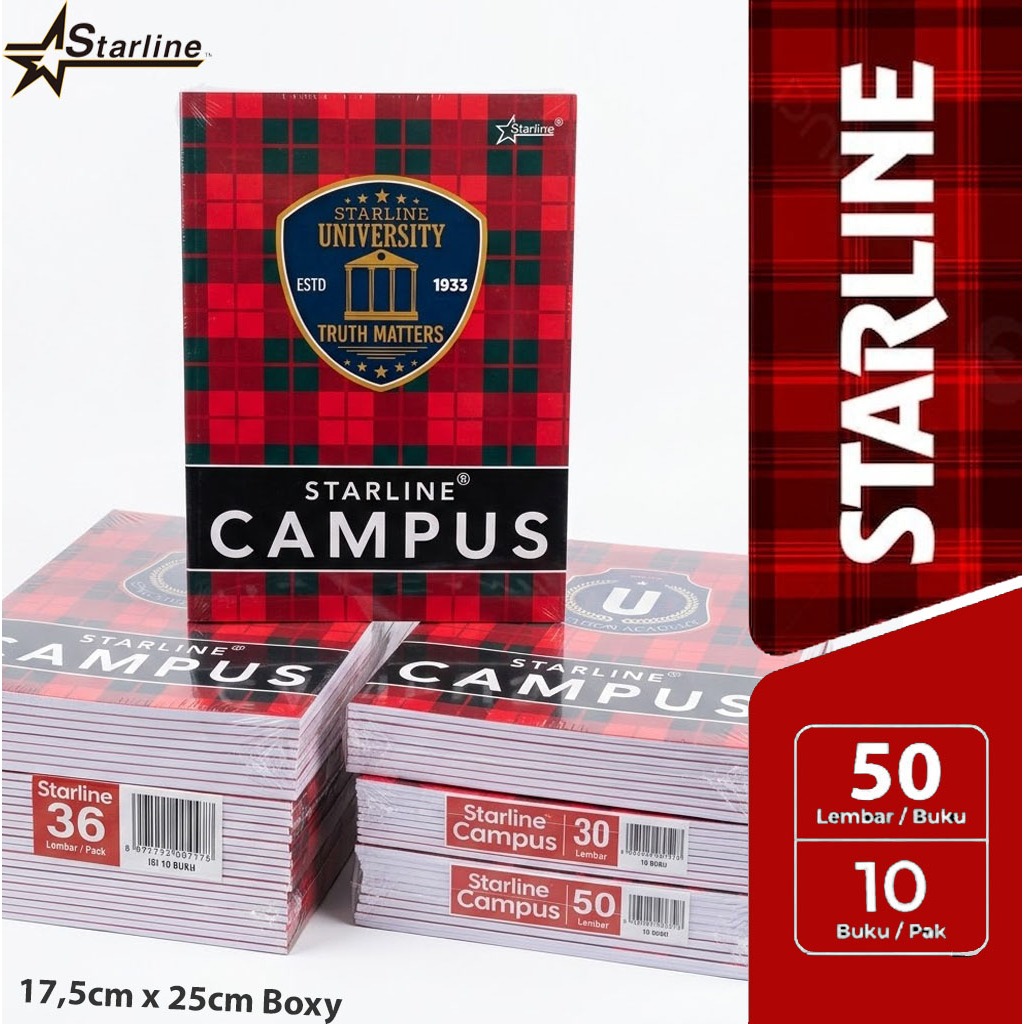 Buku Tulis Siswa Campus Starline 50 Lembar ( 1 pack ) Buku Tulis FAVOURITE Campus 36 lembar panjang