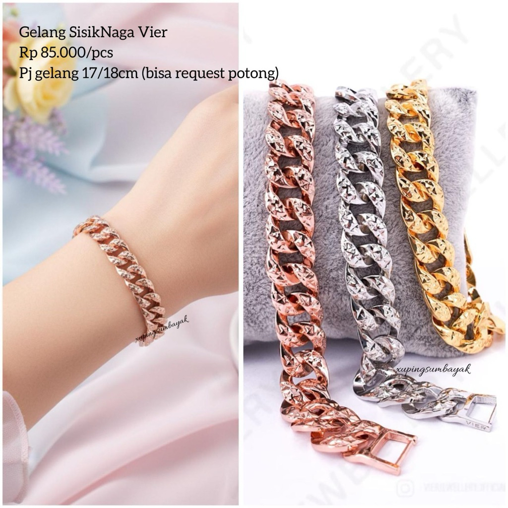 gelang sisik naga model plat  gelang perhiasan wanita Xuping titanium rodhium tembaga lapismas