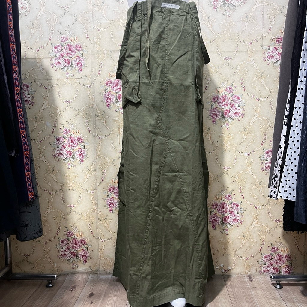 Rok panjang dan OL cargo wanita olive green by bayflow