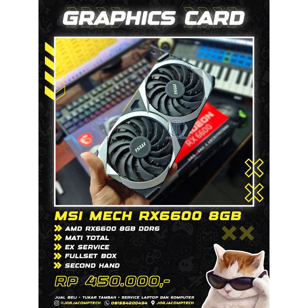 VGA MSI MECH RX6600 8GB DDR6 DUAL FAN MATI TOTAL BUKAN RTX 2060 RX6600 XT RTX 3060 MATI TOTAL NO DIS