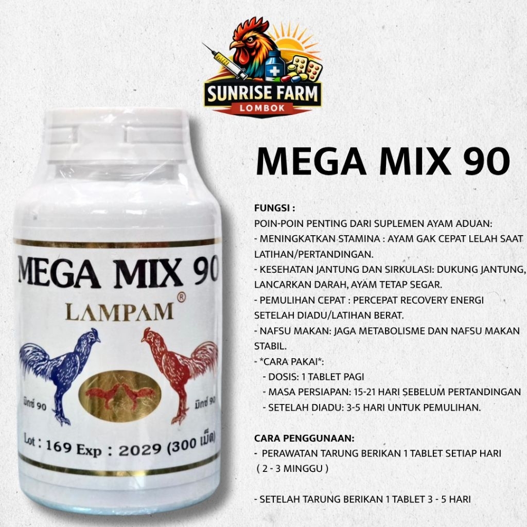 Mega Mix 90 Lampam / Rawatan Ayam Lampam / Suplement Import ayam Thailand