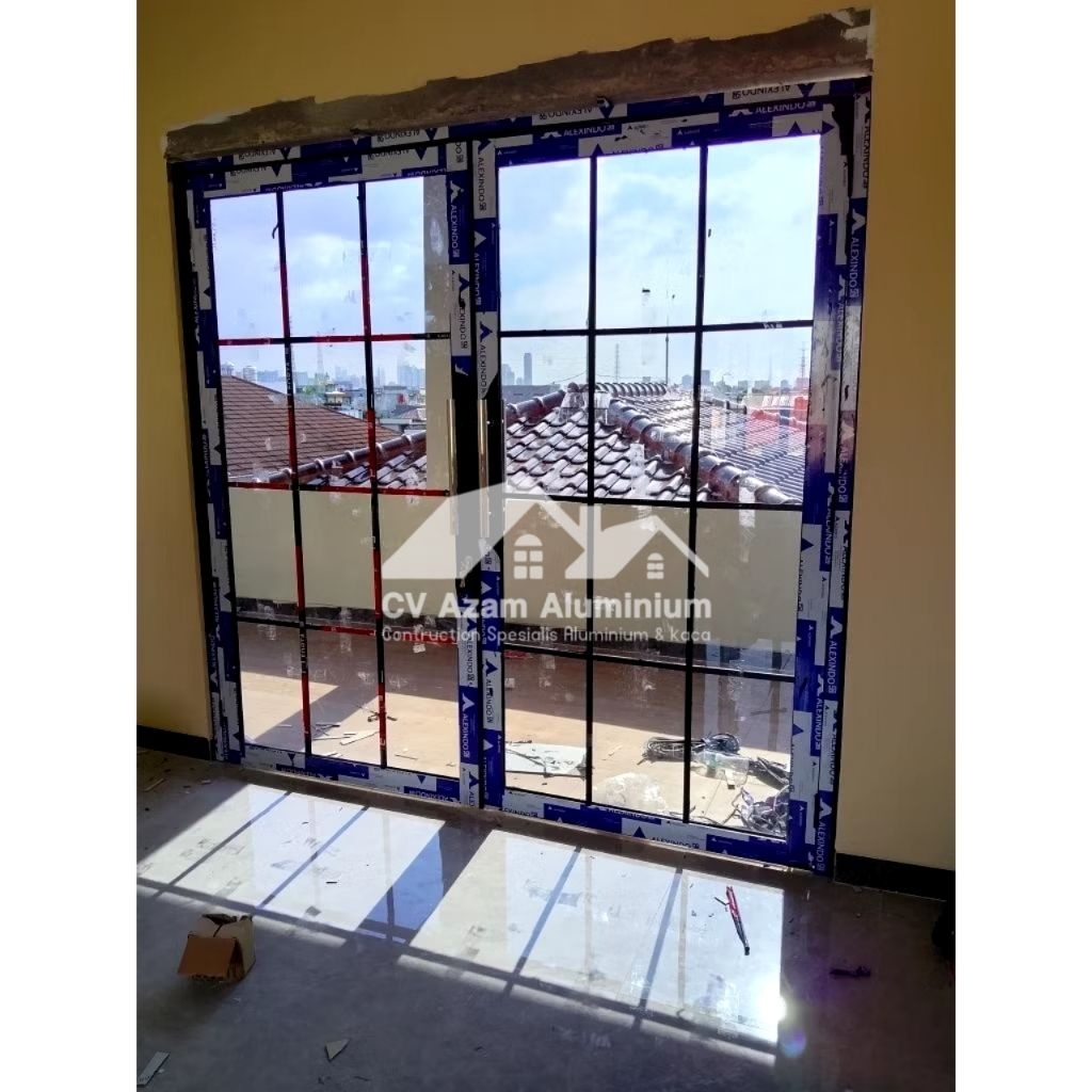 Pintu Aluminium 2 daun + full ornamen bahan Alexindo uk. L240xT200 bisa costum ukuran GRATIS PACKING