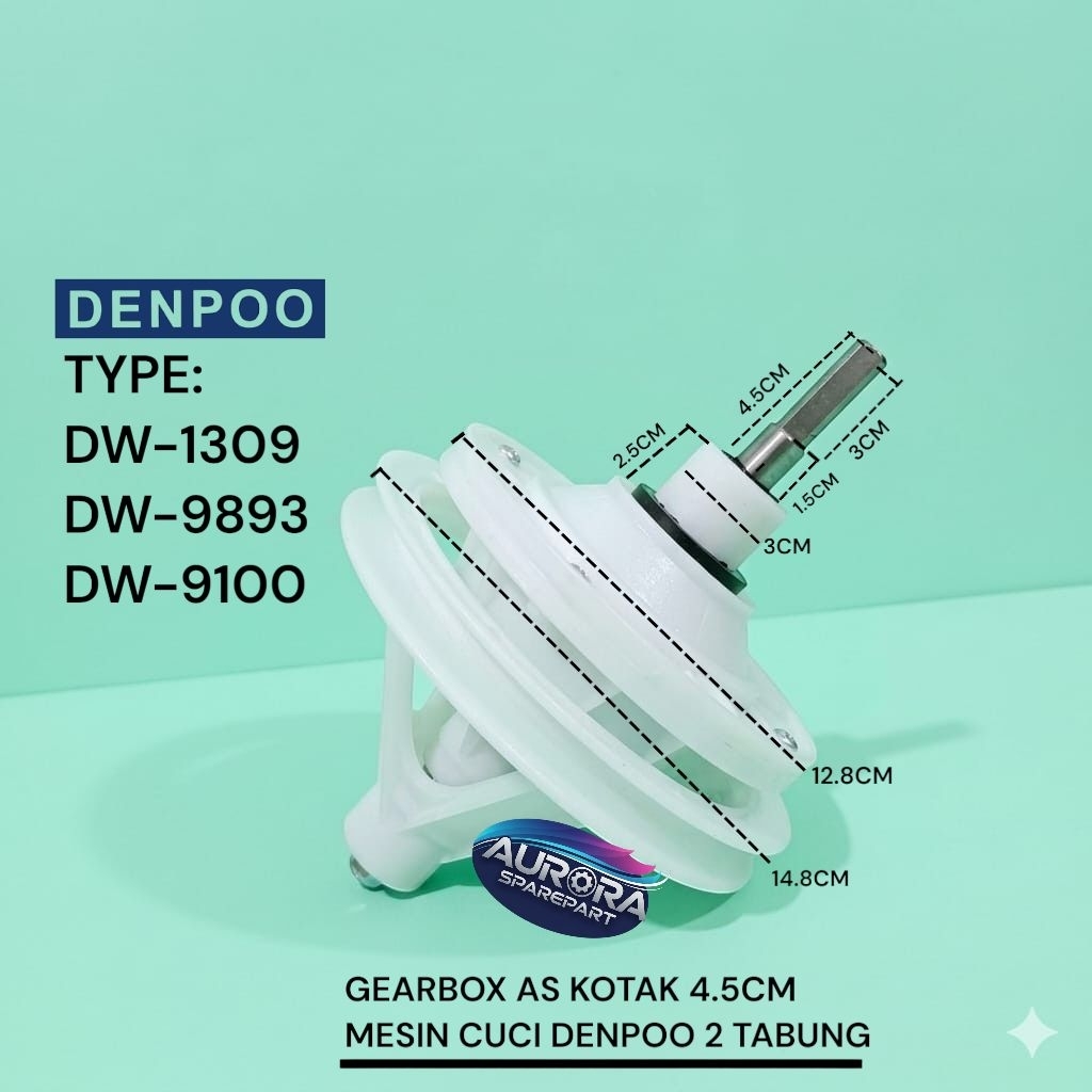 Gearbox As KOTAK 4.5CM Mesin cuci Denpoo 2 Tabung DW-1309 DW-9100 DW-9893