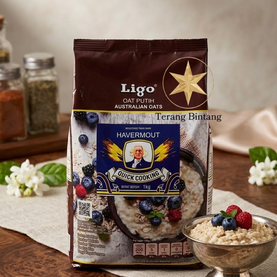 Ligo Havermout Oat | Gandum Putih Outmeals Quaker 1 kg