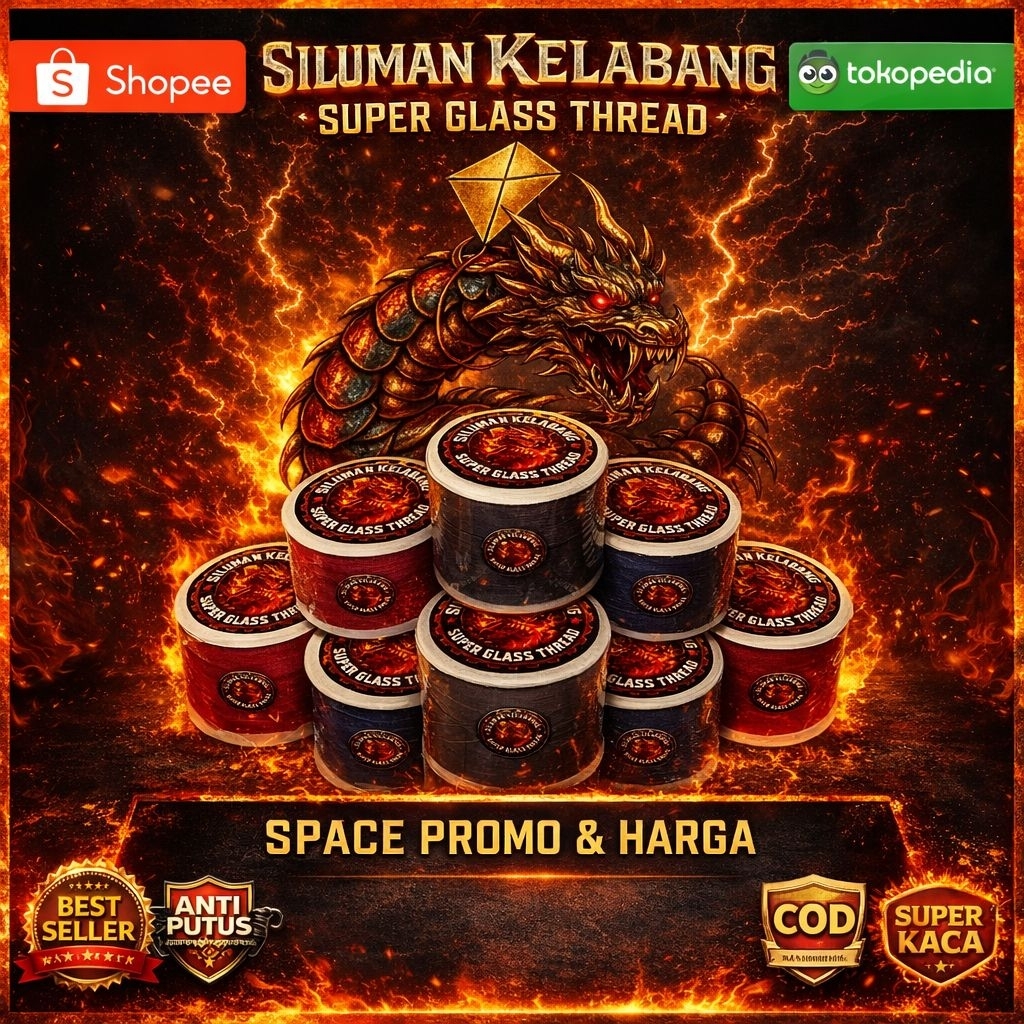 Benang Layangan Super Kaca Siluman Kelabang Anti Putus Tajam Kuat Benang Gelasan Adu Layangan