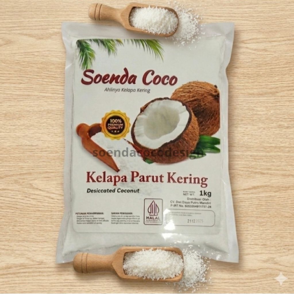 KELAPA PARUT KERING SOENDA COCO 1KG Kelapa Parut Kering  | Desiccated Coconut Halus untuk Kue Roti D