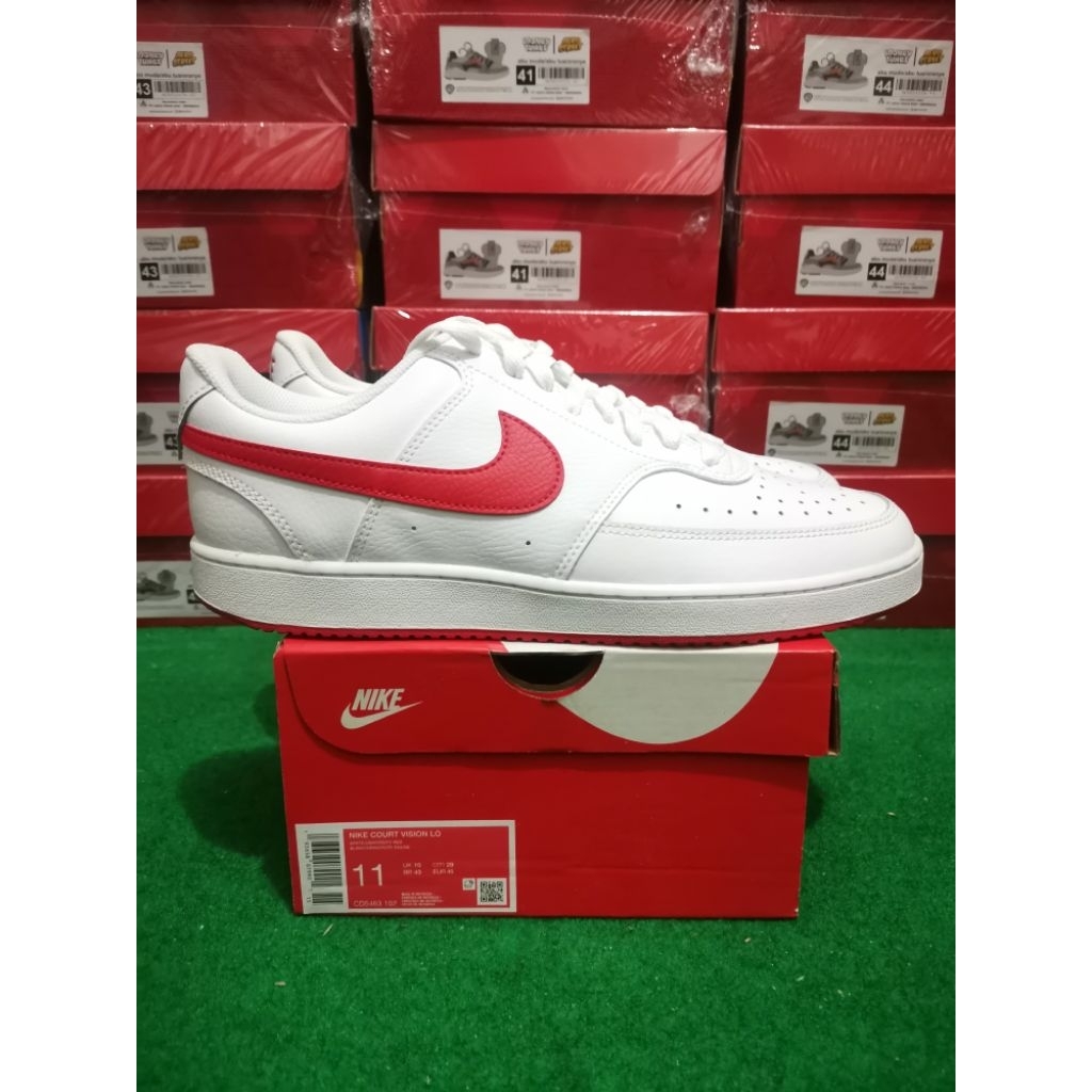 SEPATU NIKE COURT VISION WHITE RED ORIGINAL SNEAKER PRIA WANITA
