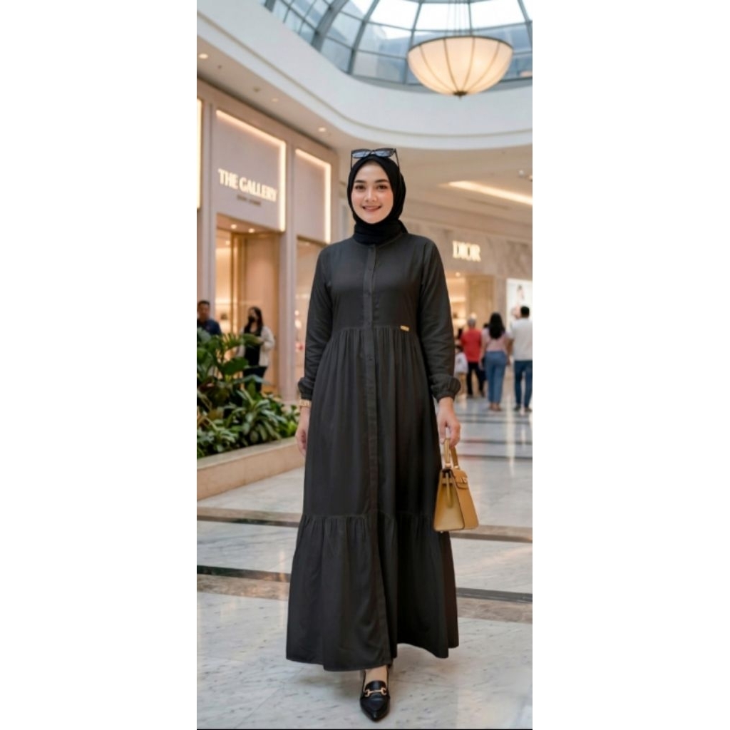 gamis polos hitam putih/gamis rayon hitam putih