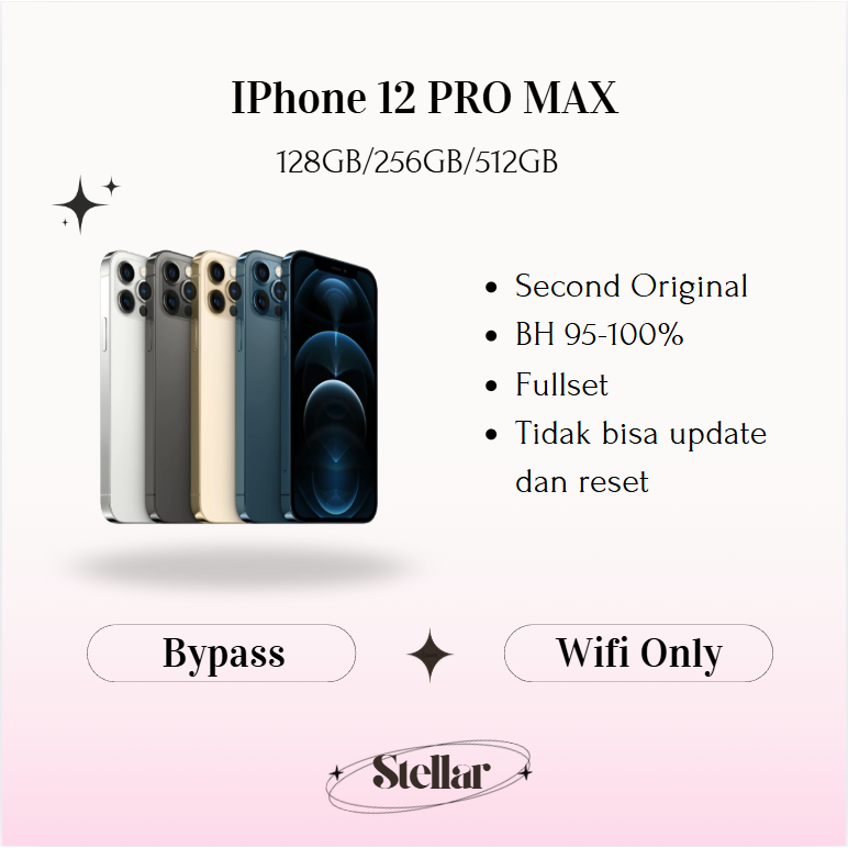 IPHONE 12 PRO MAX WIFI ONLY 128GB/256GB/512GB Bekas Second Original Mulus Fullset Game/Live/Merekam 