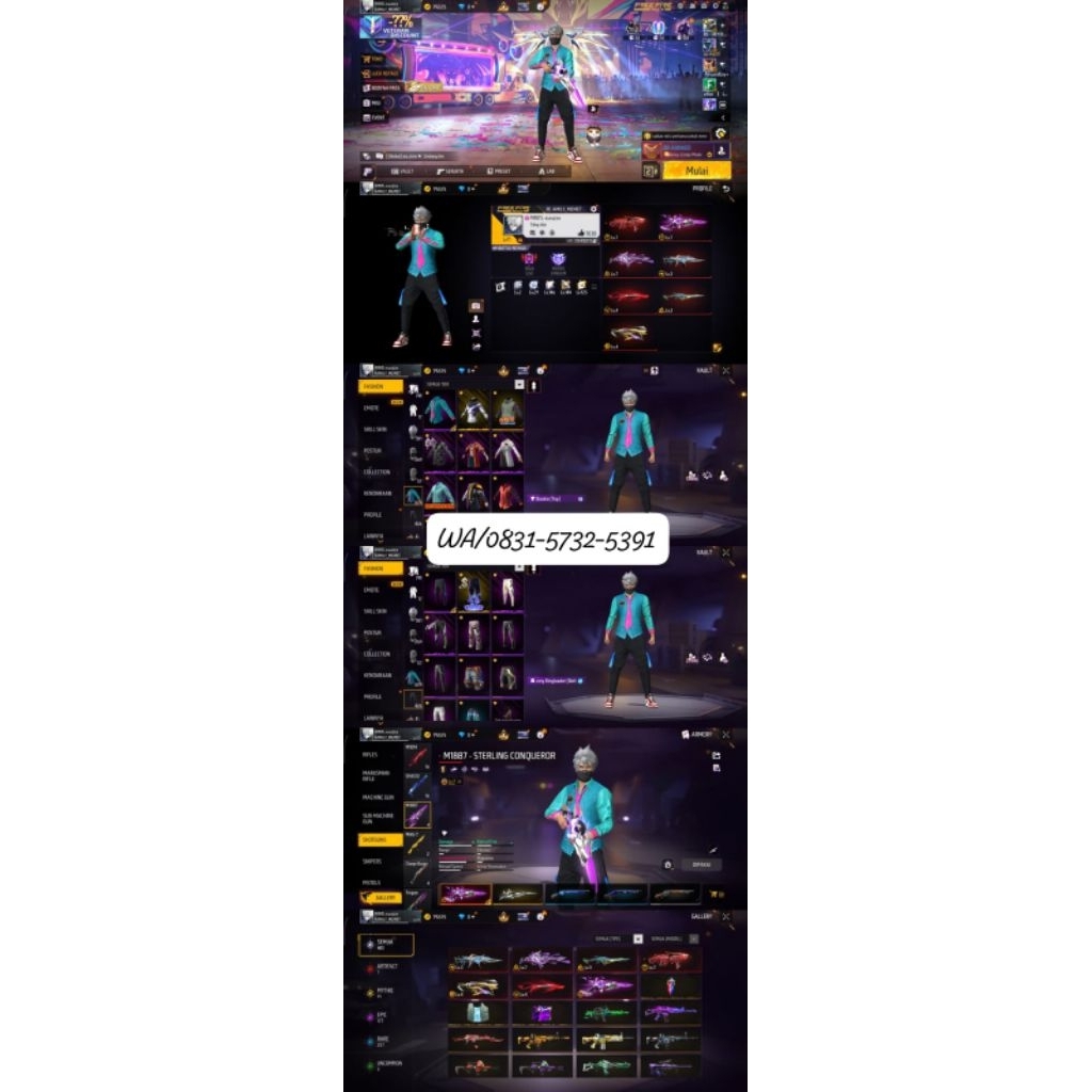 AKUN FF SULTAN-LEVEL TINGGI, SKIN LENGKAP READY AKUN FF MURAH-BAGUS FULL SKIN