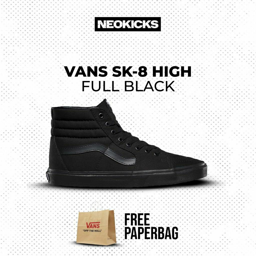 SEPATU HIGH SK8 FULL BLACK | 100% ORIGINAL