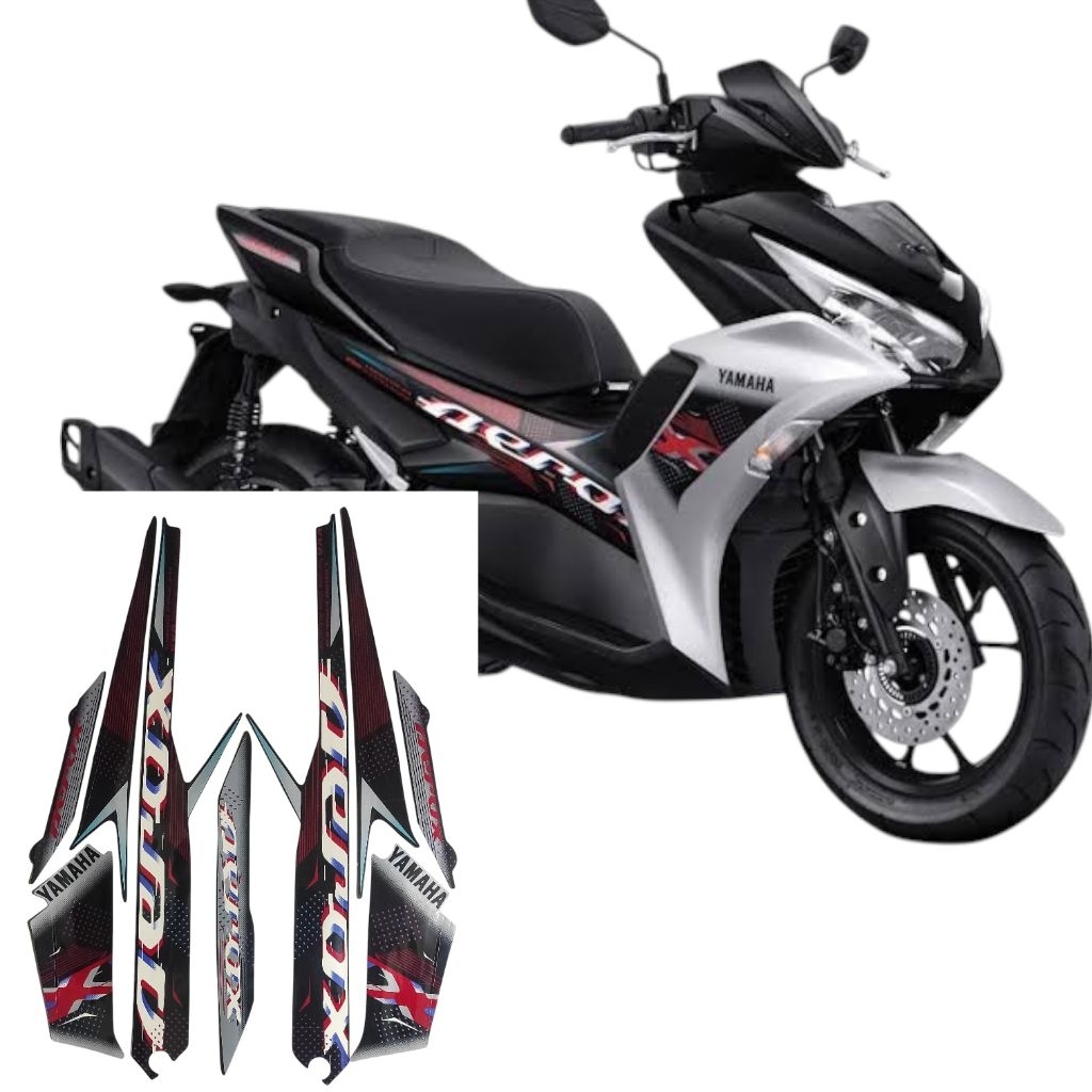 Stiker Striping Lis Body Motor Aerox 2023 Warna Silver Hitam