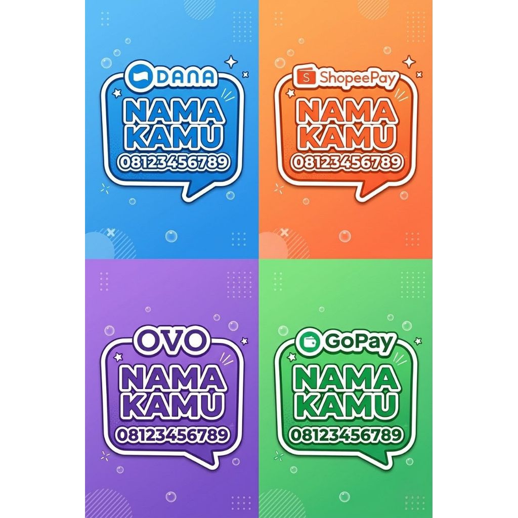 Custom sticker wa e-wallet Dana, Ovo, ShopeePay, Gopay