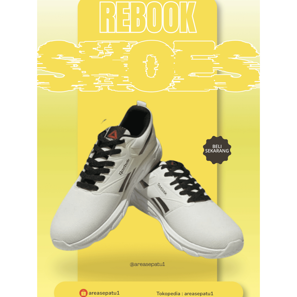 REEBOK Sepatu Pria & Wanita warna hitam, putih ringan dan nyaman