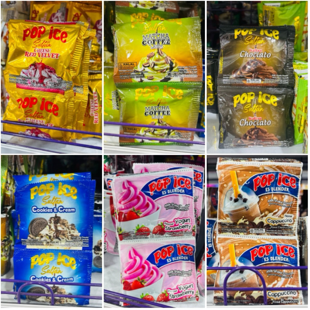 Pop ice Renceng Aneka rasa / Pop ice Sultan / Pop ice Matcha /Pop ice minuman serbuk Aneka Rasa