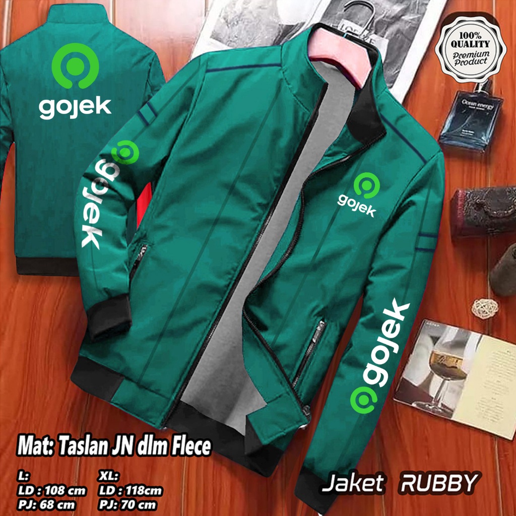 JAKET GOJEK DRIVER PRIA WANITA BAHAN PARASUT TEBAL / KANTONG DALAM / SABLON