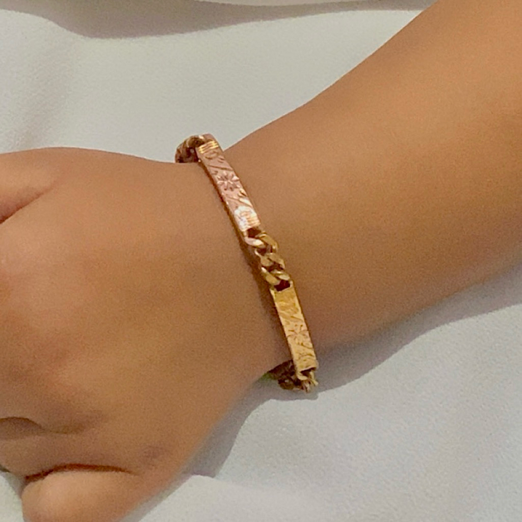 gelang anak rantai plat 3 swasa lapis emas-anti karat