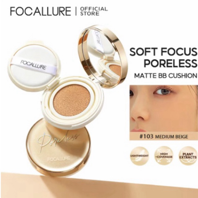 [official] Focallure Poreless BB Cushion Full Coverage Foundation