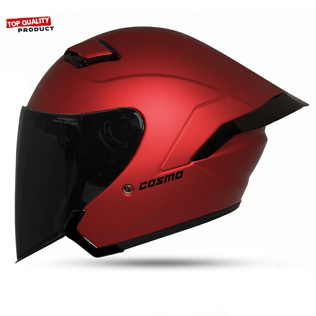 Helm Half Face HKM COSMO | Marun Dof Kaca Visor Smoke SNI Motorcycle