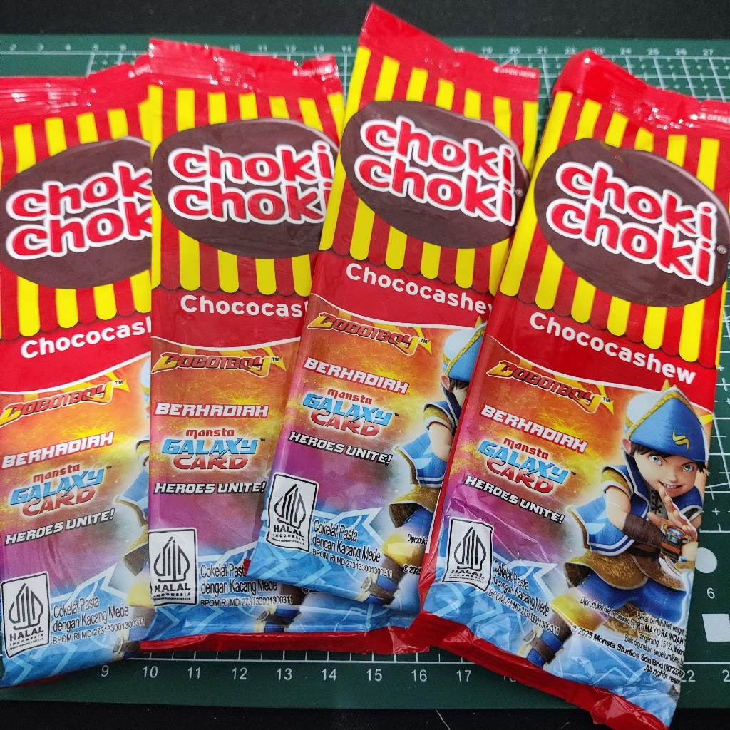 Choki Choki Edisi Boboiboy Sopan Kemasan Sachet 36 Gram isi 4 stick coklat - Berhadiah Kartu Monsta 