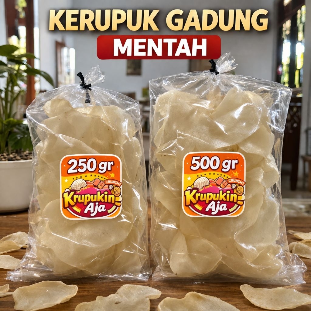 Kerupuk Gadung Mentah 250/500 gram , Kerupuk Gadung Super , Kerupuk Gadung Renyah Asli Murah