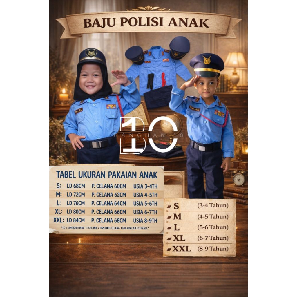 BAJU TNI  AU ANAK TK/ PAUD  1 SET KOMPLIT