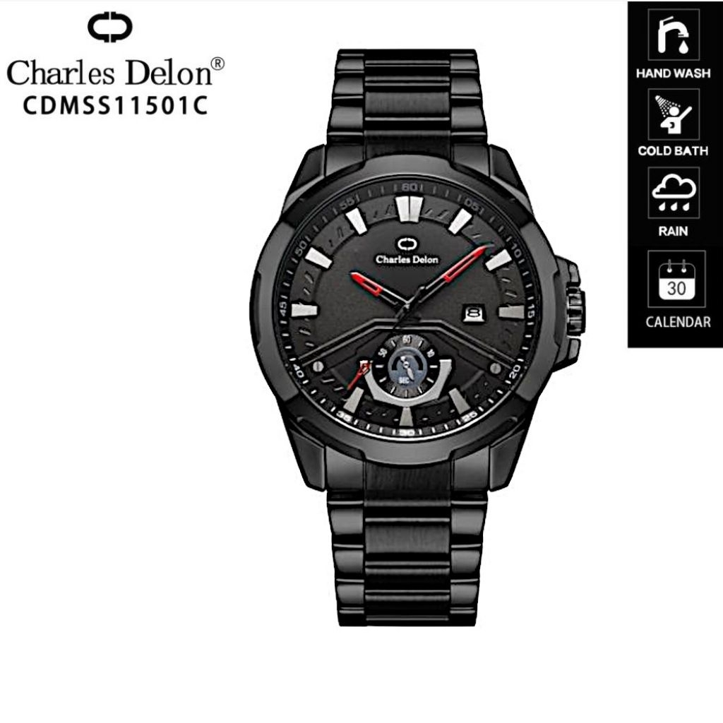Jam Tangan Pria Charles Delon Original Tali Rantai Stainless Tahan Air- Charles Delon Jam Tangan Ori